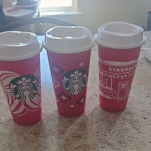 Starbucks Festive Red and White Party Cups